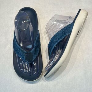 Spenco Revitalign Dahlia Flip Flop Sandal Womens Sz 11 Blue Floral Orthotic